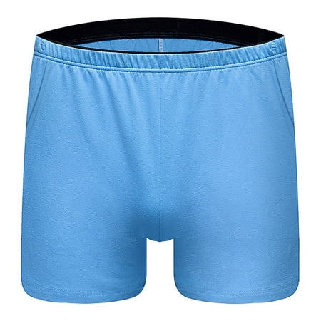 

HEVIRGO Men Boxers Mid Waist Solid Color Casual Great Stitching Men Underpants for Sleeping