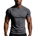 thumbnail image 2 of Yifymode Men's Compression Shirts Short Sleeve Body Shaper Slimming Shapewear Baselayer Athletic Workout Shirts,Gray L, 2 of 3