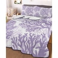 thumbnail image 3 of Quilts Twin XL Size, Purple Coral Coastal Soft Comforter Bedding Set for Bed, Summer Beach Nautical Ocean Lightweight Quilted Bedspread with Pillow Cover(2 Pieces) for All Season, 68x98 Inch, 3 of 9