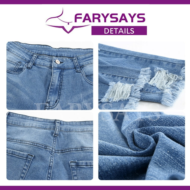 FARYSAYS Women Ripped Slim Fit Jeans Boyfriend Ankle Denim Pants Straight Leg - Walmart.com