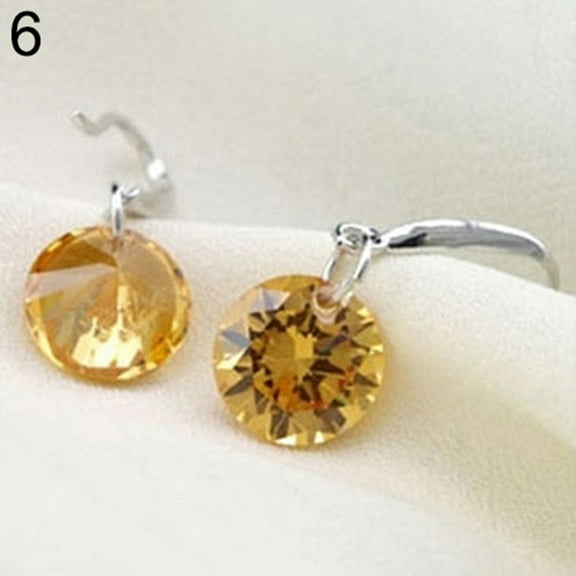 Grandest Birch Women's Silver Plated Hook Round Rhinestone Earrings Wedding Jewelry Silver Plated Rhinestone Off-White
