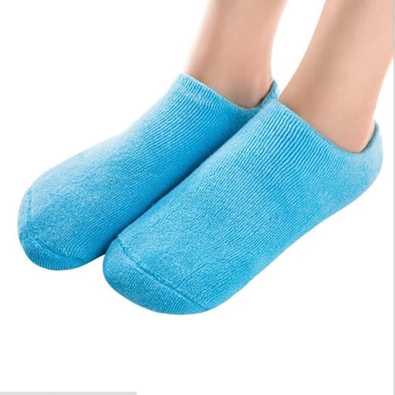 Moisturizing Gel Socks for Dry Cracked Feet, Reusable Silicone Gel Heel Socks for Softening Rough Skin, Hydrating Foot Care Booties for Overnight Moisture, Spa Pedicure Socks for Women and Men, Blue