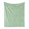 thumbnail image 1 of Retro Soft Flannel Fleece Blanket, Checked Pattern with Thick and Thin Lines Symmetrical Geometric Monochrome Print, Cozy Plush for Indoor and Outdoor Use, 70" x 90", Green and Cream, by Ambesonne, 1 of 6