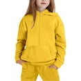 thumbnail image 3 of Glisme Girl Outfits Long Sleeve Hooded Pullover And Jogger Pants Set Casual Two Piece Comfy Tracksuit Popular Girls Clothing Yellow Size 5-6 Years, 3 of 9