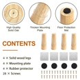 thumbnail image 3 of Set Of 4 Wooden Furniture Legs, 8cm Replacement Sofa Legs, Coffee Table Legs, With Accessories(right Angle Design), 3 of 5