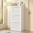 thumbnail image 3 of VECELO Shoe Cabinet with 3 Flip Drawers, Wood Hidden Shoe Storage, Freestanding Narrow Shoe Organizer for Entryway, Living Room, Bedroom, Apartment, White, 3 of 10