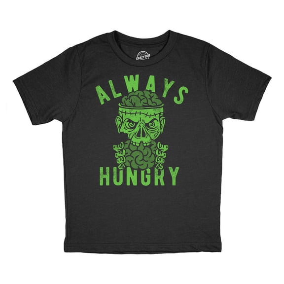 Youth Funny T Shirts Always Hungry Sarcastic Halloween Zombie Graphic Novelty Tee For Kids