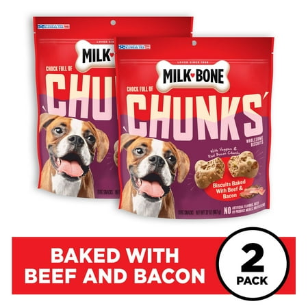 UPC: 0079100224975 | Milk-Bone Chock Full of Chunks With Beef and Bacon Dog Treats  32 oz  2 Bags