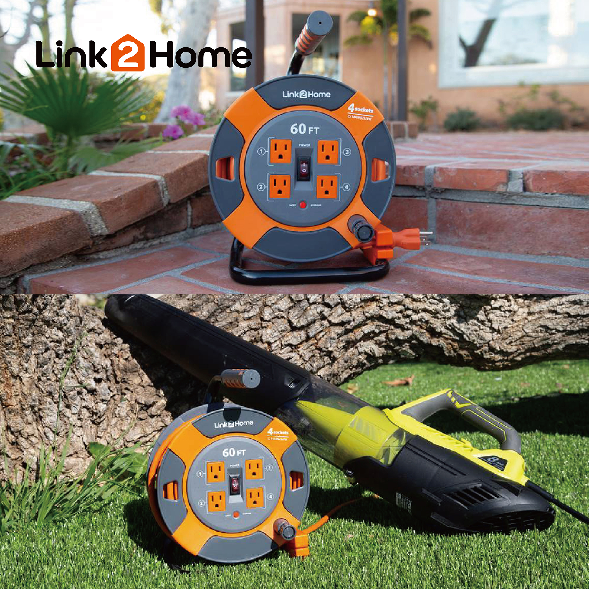 Link2Home 60 Ft Extension Cord Reel with 4 Outlets photo 7