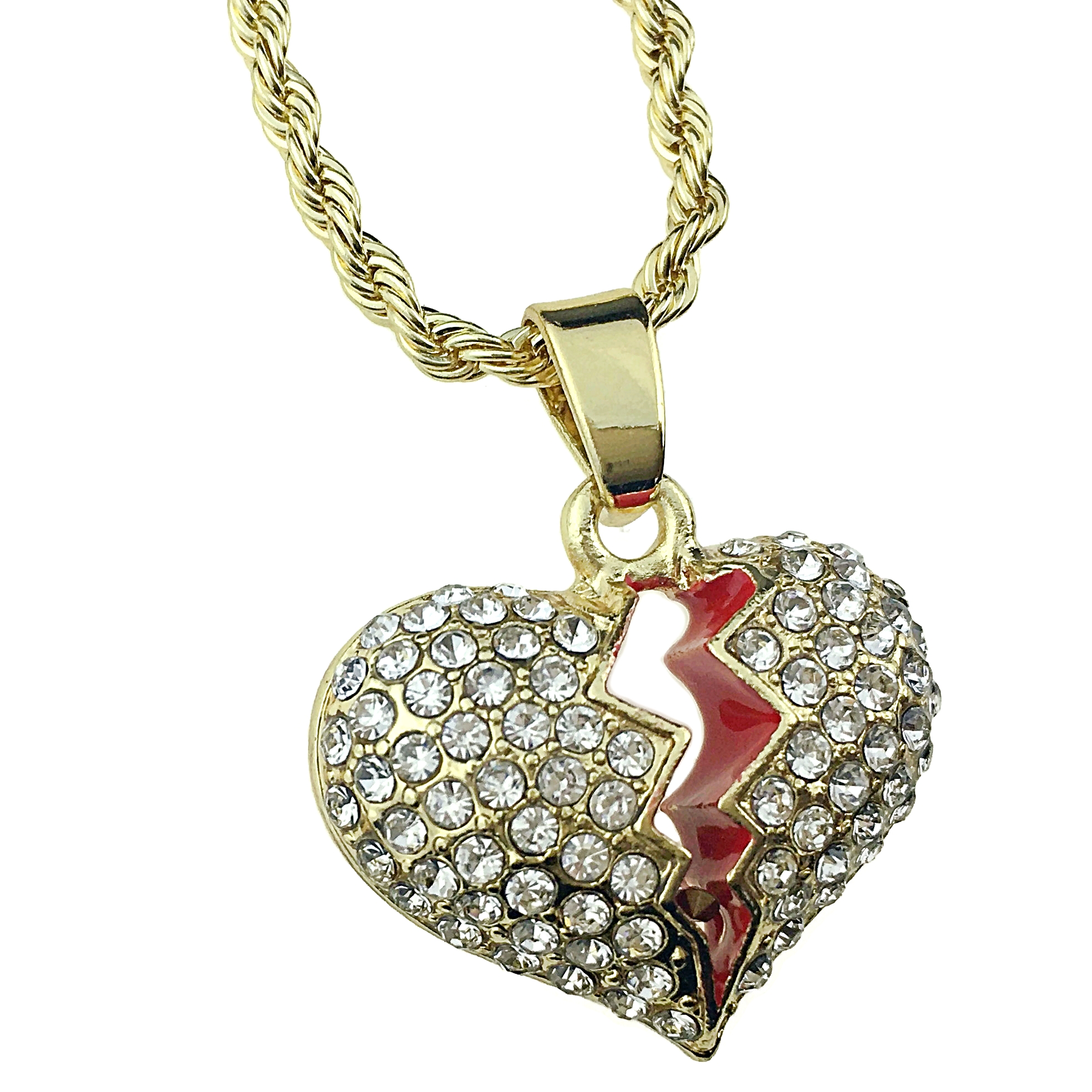 Broken Heart Micro Pendant Chain Bling 