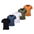 thumbnail image 1 of Camiseta de manga corta AIOPESON 5 piezas marca hombres Casual Color sólido Slim Fit cuello en V 100% algodón AIOPESON Mangas cortas de algodón con cuello en V., 1 of 6