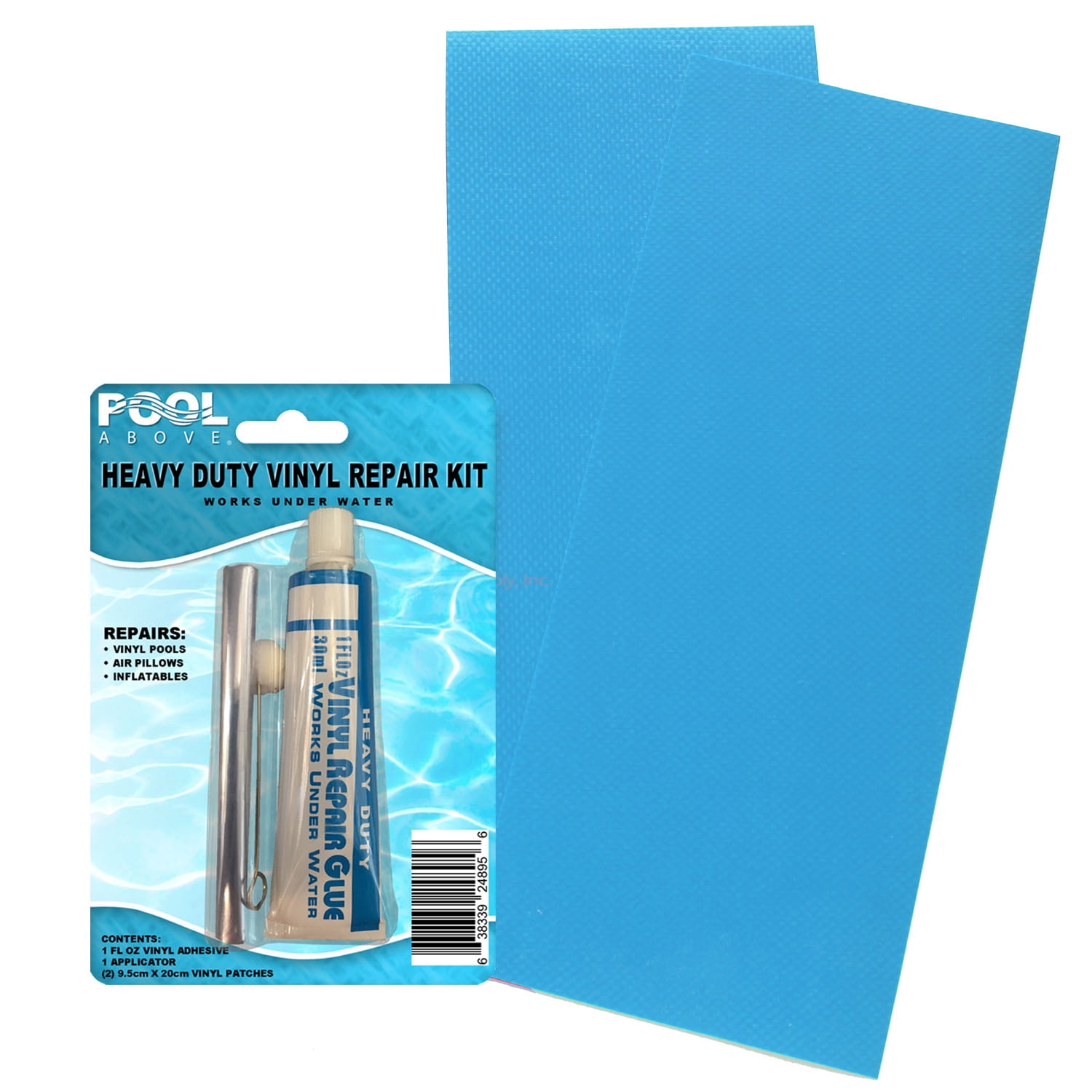 Pool Above 2 Pack 4 x 10" Heavy Duty Blue Vinyl Repair Patch Kit for