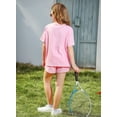 thumbnail image 3 of Girls 2 Piece Outfits Set Girl Casual T Shirt and Kids Rainbow Shorts Summer Clothes for Girls 7-14Y, 3 of 8