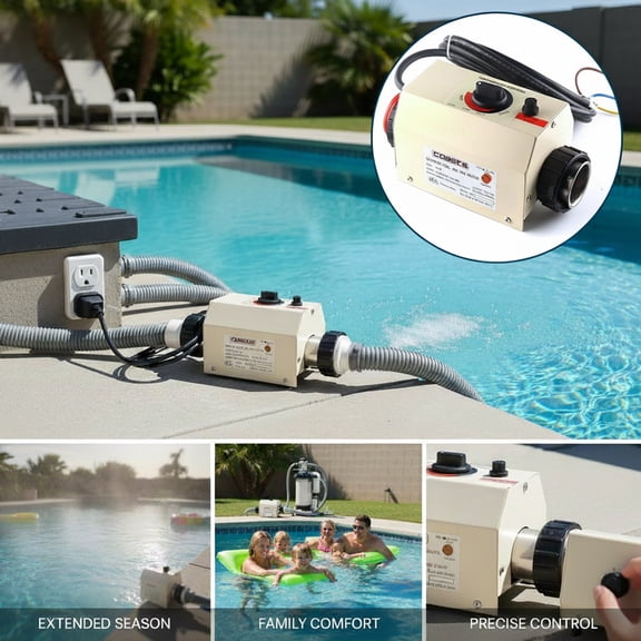 Eurhowing 3KW Electric SPA Pool Heater with Digital Thermostat, Automatic Temperature Control Water Heater for Above Ground Pools, Hot Tubs, and Bathtubs