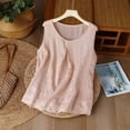 thumbnail image 4 of WULMLEO Cotton Linen Tank Tops for Womens Summer Sleeveless Crewneck Blouse Casual Solid Color Loose Outdoor Basic Shirt Pink XL, 4 of 5