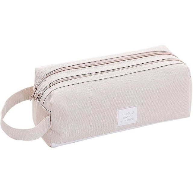 Estuche para lápices Estuche para lápices para estudiantes Estuche para lápices Estuche para lápices grande para niñas Estuche para lápices de doble capa (gris)