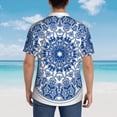 thumbnail image 4 of Sikiie Blue Watercolor Print Men's Hawaiian Shirt, Summer Beach Button Pocket Short Sleeve T-Shirt,XX-Large, 4 of 7