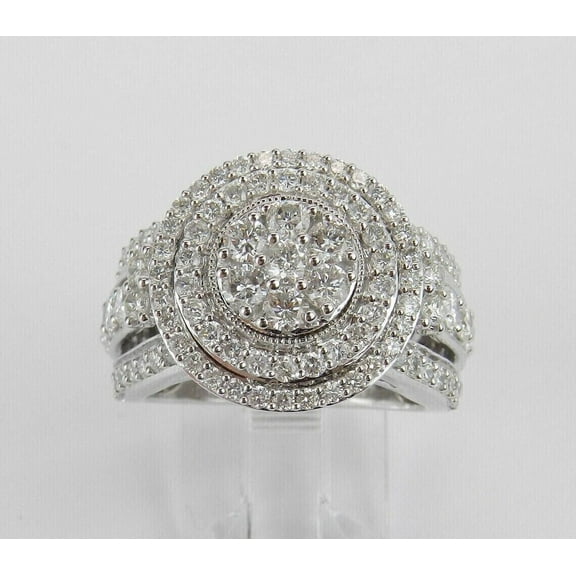 Cluster Halo Bridal Wedding Ring For Women's 1.9 Ct Diamond 14K White Gold Over