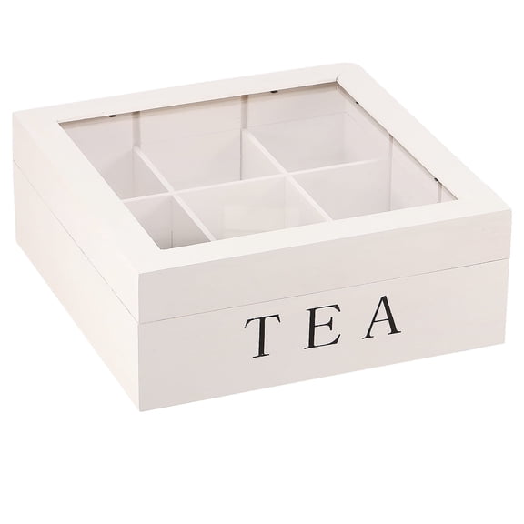 Tea Storage Organizer with Clear Acrylic Top Window,9 Compartments Eco-Friendly Tea Bag Holder, Multi-Functional Storage Box