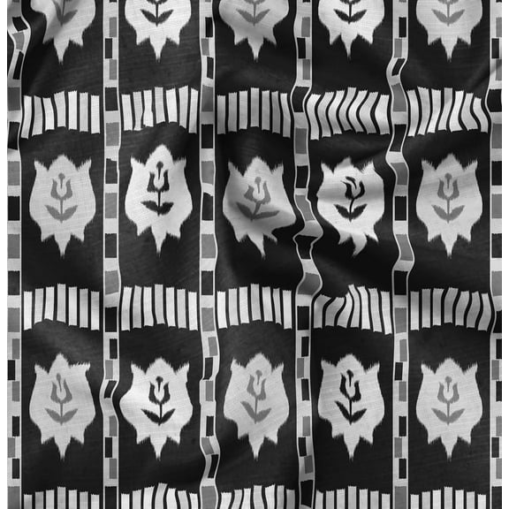 Soimoi Black Fabric - By the Yard - 42 Inch Wide - Ikat Fabric - Elegant and Traditional Patterns for Stylish Creations Printed Fabric