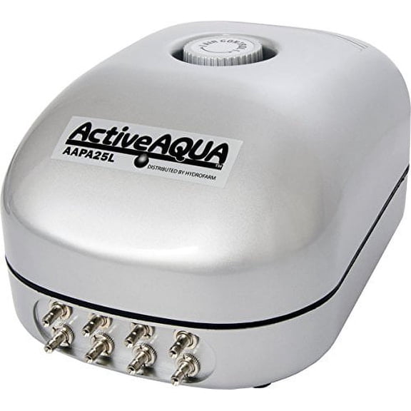 Hydrofarm AAPA25L Active Aqua Air Pump, 8 Outlets, 12W, 25 L/Min, 25L, White