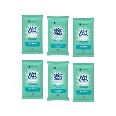 6 Pack Wet Ones Sensitive Skin Hand Wipes Travel Pack, Fragrance Free, 20 Ct