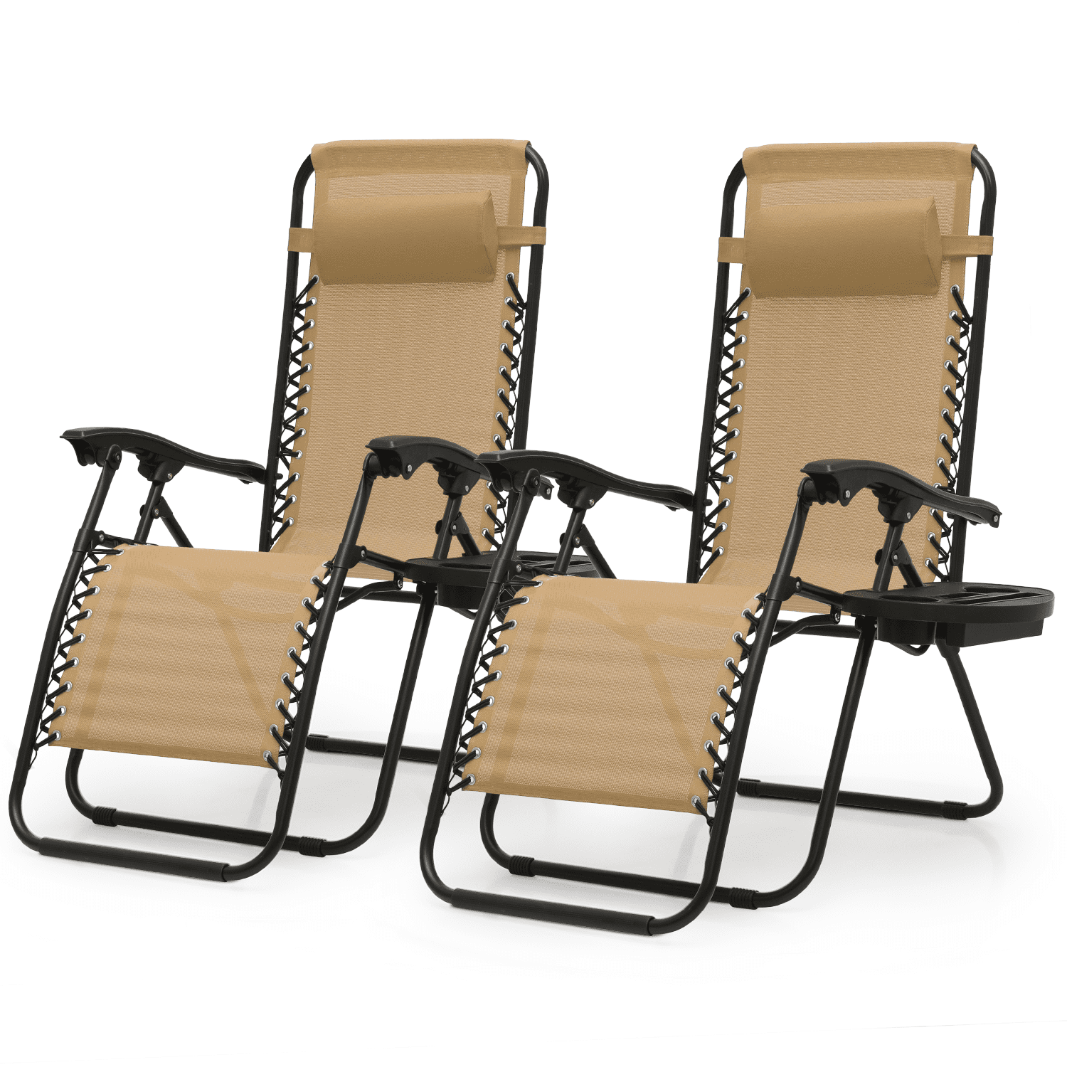MoNiBloom Lounge Chairs Set of 2, with Headrest and Cup Holder Patio
