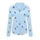 thumbnail image 5 of ICHUANYI Clearance Fashion Women's Loose Buttons Bird Print Lapel Long Sleeves T-shirts Blouse Tops(Blue, S) Ichuanyi Ichuanyi, 5 of 6