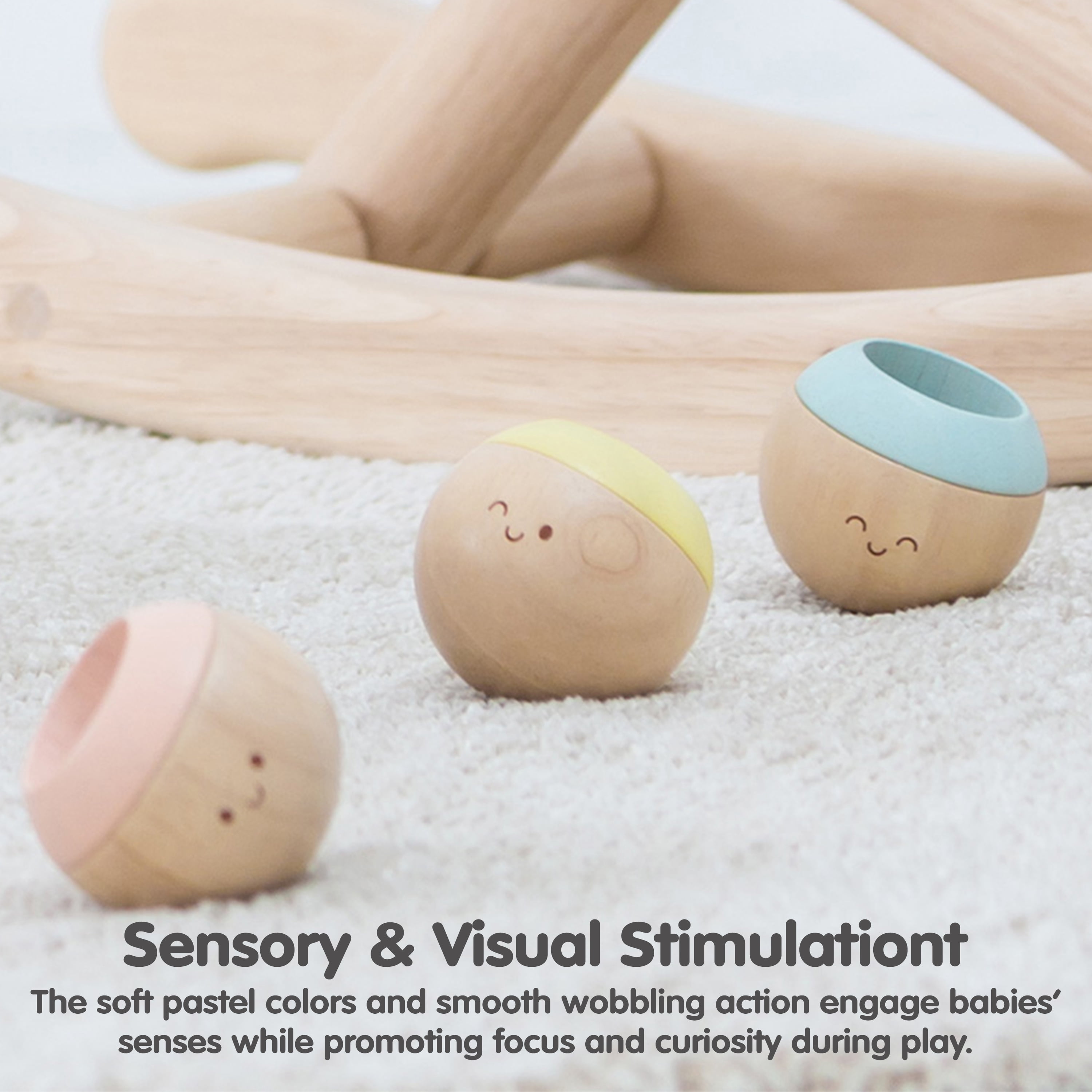 PlanToys® Pastel Wooden Tumbling Montessori Toy | Developmental Baby Toy for Fine Motor Skills & Sensory Play | Safe & Eco-Friendly for Babies 6 Months+