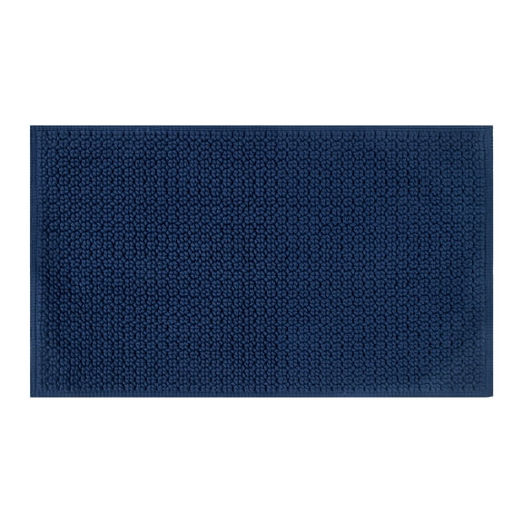 Better Homes & Gardens Signature Soft Cotton Looped Bath Mat, Blue Admiral, 20" x 34"