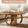 thumbnail image 4 of 31.5" Round Coffee Table, 2-Tier Circle Center Table with Open Storage Shelf, Farmhouse Rustic Living Room Coffee Table for Apartment & Small Spaces, 4 of 8