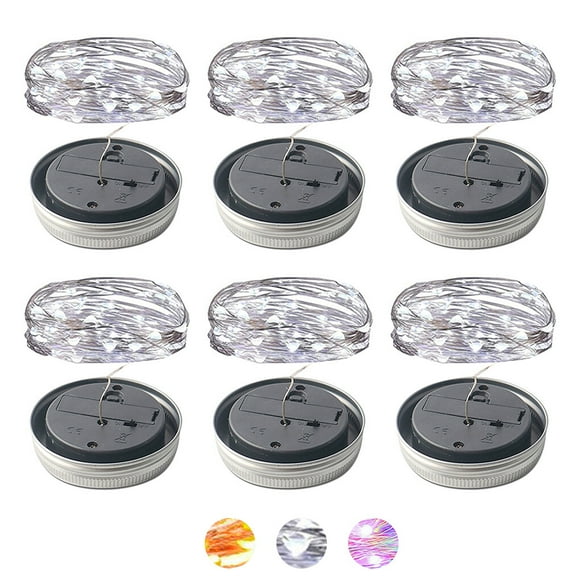 Guardoinrt 6X Solar Led Fairy Light Outdoor for Mason Jar Bottle Lid LED Colorful Wedding Garland Garden Lantern Christmas Decor white 2M 20LED