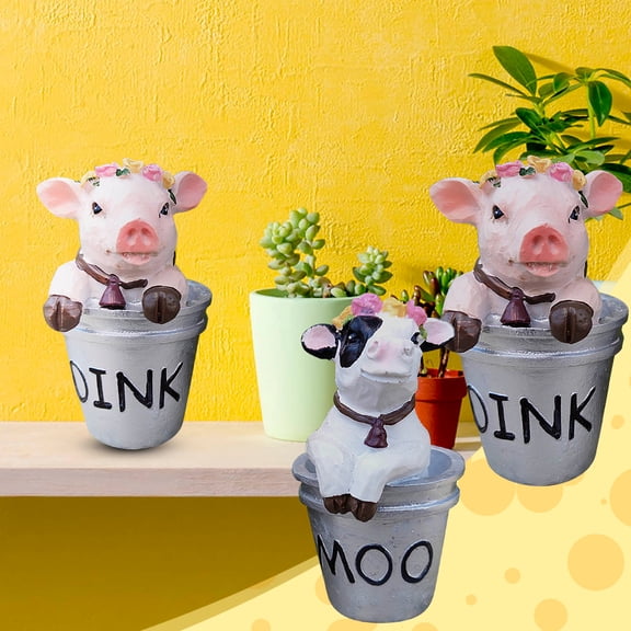 Desktop Decor,Cute Cartoon Pig And Cow Resin Decoration Tabletop Decoration Resin Decoration