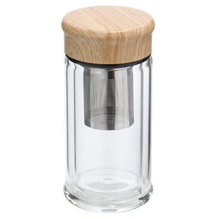 

Glass Tea Cup with Tea Strainer Infuser Clear Drinking Mug Water Cup Water Bottle for Home Office (Bamboo Pattern)