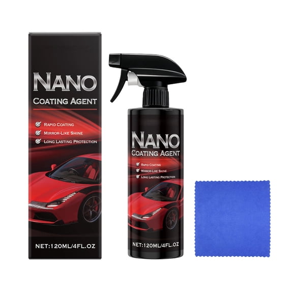 120Ml Hikmarion Nano Coating Agent For Car Paint Care, Mirror Gloss & Waterproofing Spray With Included Towel & Sponge, For Vehicle Maintenance & Auto Detailing