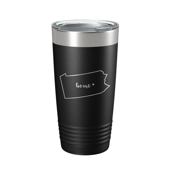 Pennsylvania Tumbler Home State Travel Mug Insulated Laser Engraved Map Coffee Cup 20 oz Black