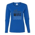 thumbnail image 2 of Wild Bobby, Mom Wife Boss Mother's Day Womens Graphic Long Sleeve Tee, Royal, Large, 2 of 6