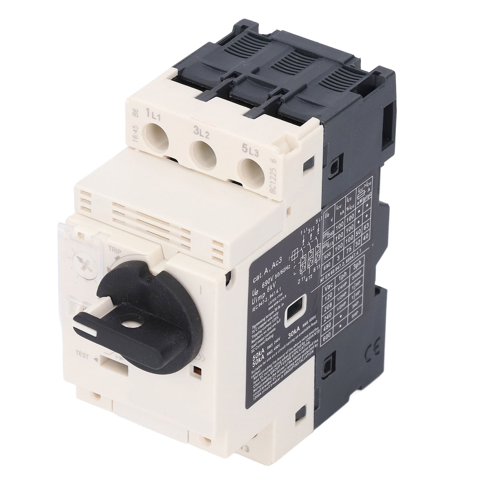 Disjoncteur Moteur AC690V 2,5-4A - Protection Thermique Et Magnétique, Montage Sur Rail 35 Mm, Bouton Manuel
