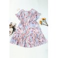 thumbnail image 2 of ABPHQTO Vestido rosa con volantes y estampado floral de manga corta para mujer, 2 of 5