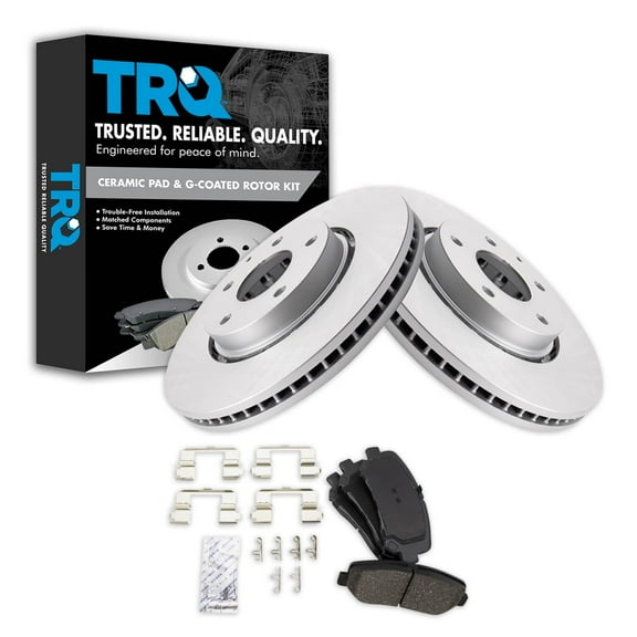 TRQ Front Brake Pad & Rotor Kit Brake Pads Brake Rotor Ceramic Premium G-Coated Fits Select 2016-2019 Mazda CX-5