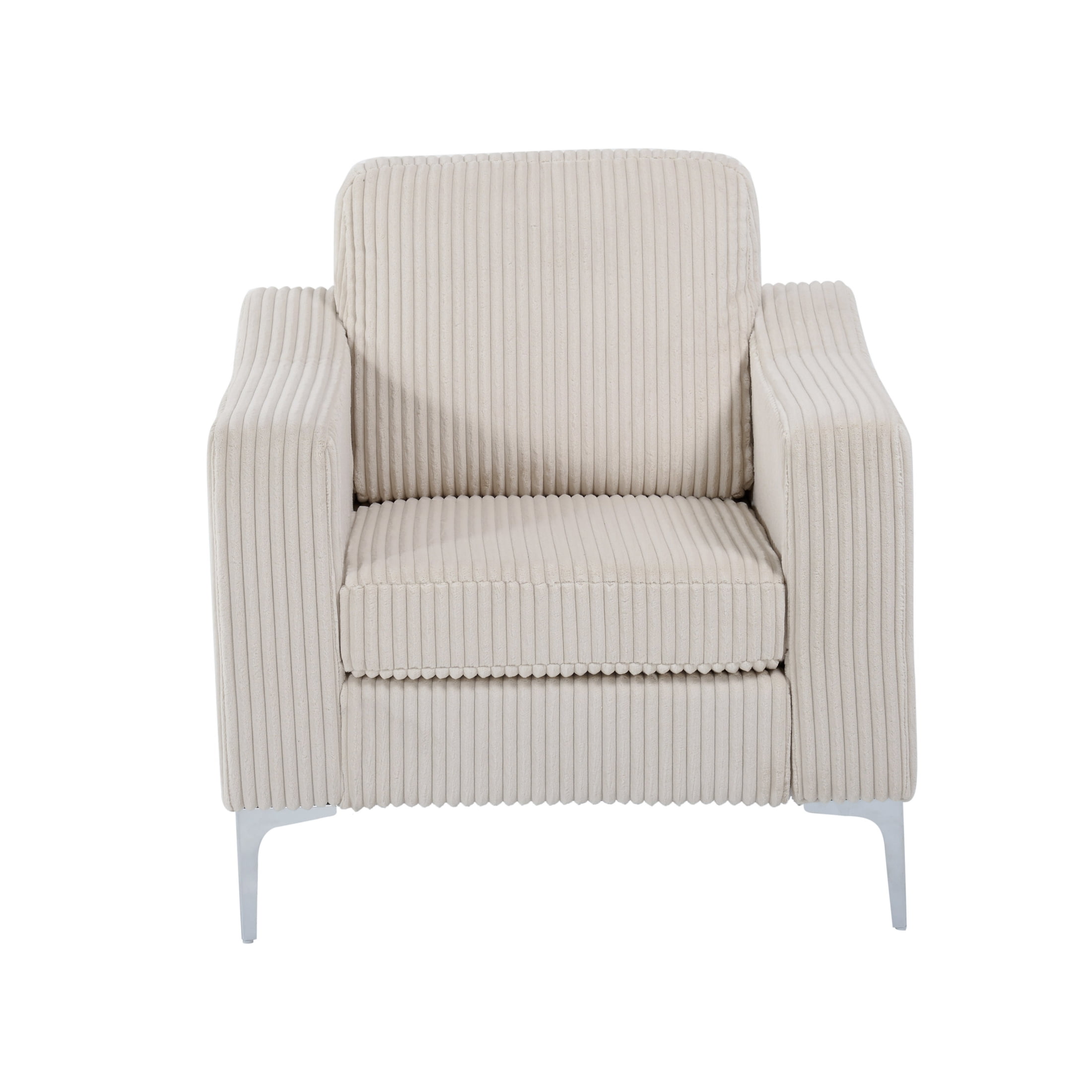 Vinform Accent Chair, Upholstered Armchair for Livingroom, Corduroy, Beige