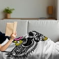 thumbnail image 3 of Gothic Soft Flannel Fleece Throw Blanket, Crazy Design Skull with Swirling Beard Hair and Wings, Cozy Plush for Indoor and Outdoor Use, 50" x 60", Magenta Yellow, by Ambesonne, 3 of 5