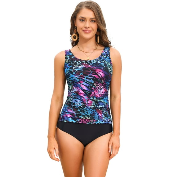 BIMEI Women's One-Piece Pocketed Mastectomy Swimsuit Tummy Control Bathing Suits 125, Purple, L