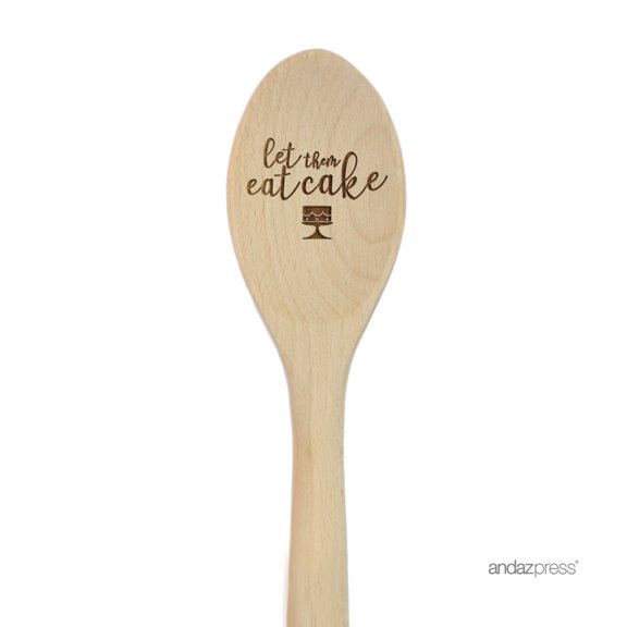 Koyal Wholesale 12-inch Laser Engraved Wooden Mixing Spoon, Let Them Eat Cake, 1-Piece
