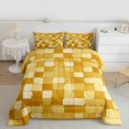 thumbnail image 2 of Homewish Adult Stripe Abstract Bedding Comforter Set, Modern Fashion Buffalo Twin Comforter Sets, Yellow Square Rectangle Reversible Bedding Set, Ultra Soft Bedroom Decor, 2pcs, 2 of 8