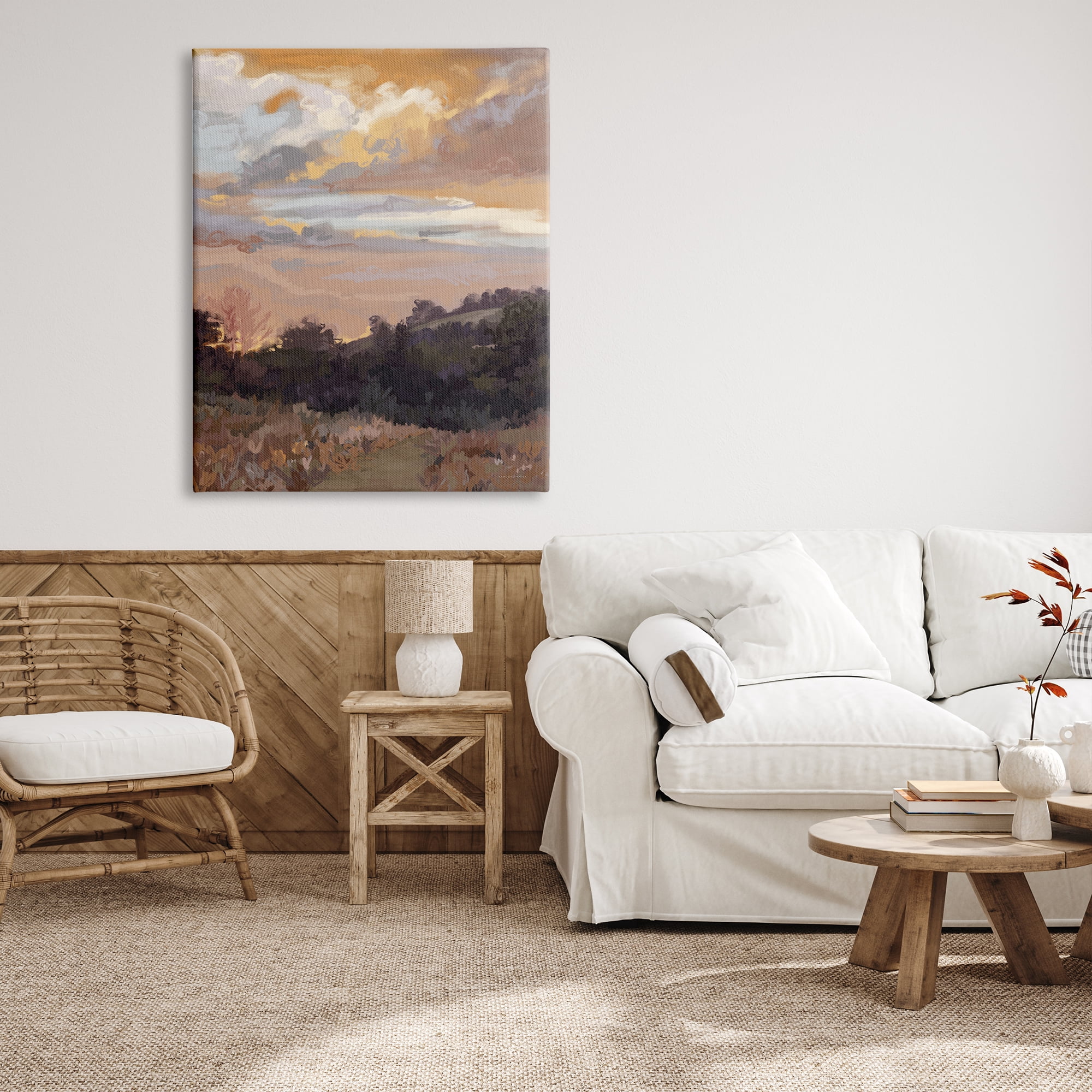 Stupell Industries Abstract Sunrise Landscape Landscape Painting Gallery Wrapped Canvas Art Print Wall Art, 36 x 48