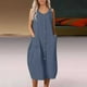 thumbnail image 1 of Vestido de verano sin mangas para mujer, vestido holgado, cómodo, informal, Vintage, sólido, con cuello redondo, bolsillos y botones, novedad de 2023, 1 of 4