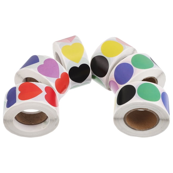 COOPHYA Scrapbooking Supplies 500Pcs Roll Multi-colored Heart Stickers 1In
