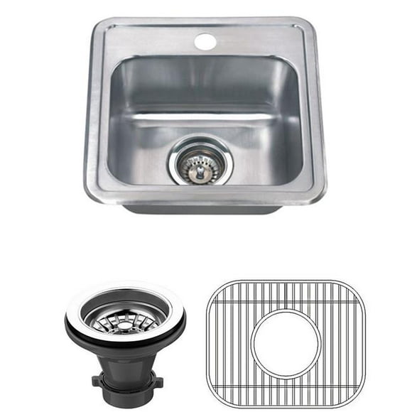 15 in. 22 Gauge Drop-in Single Bowl Stainless Steel Bar Sink