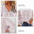 thumbnail image 4 of Tops de manga larga con estampado floral,Blusa de gasa con cuello en V Blusa de manga larga con cordón Tops de manga larga Solución innovadora, 4 of 5